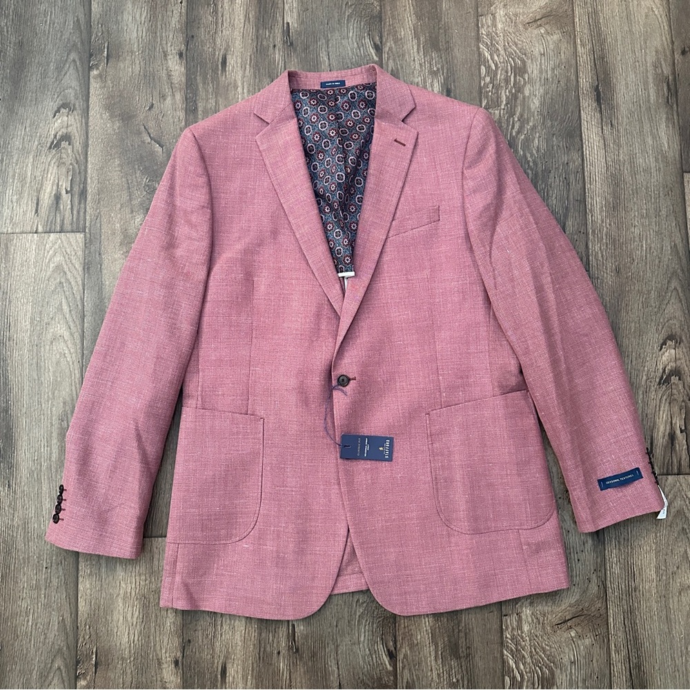 Stafford Classic Fit 54% Wool Sport Coat Blazer Men’s Sz 46L Burgundy Pinkish